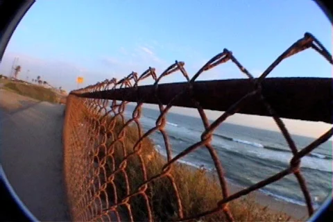 Beach fence sunset 스톡 동영상 367905