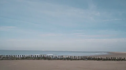 Beach Fence With Waves In The Background Stock Footage