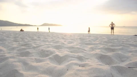 Beach in fine weather sand texture sunlight and sunset Phuket Thailand Stock Footage 149529371