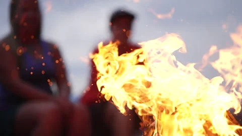 Beach Fire in Slow Motion Video stock 243204151