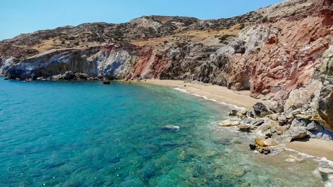 Beach of Firiplaka, Milos island, Cyclades, Greece Stock Footage