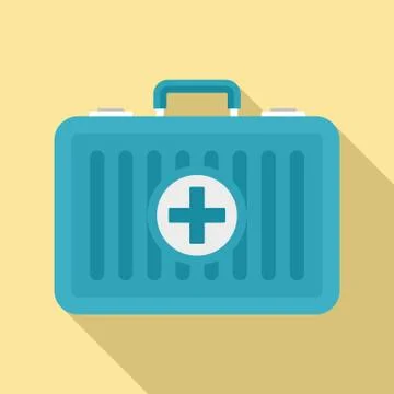 Beach first aid kit icon, flat style Illustrazione stock
