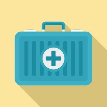Beach first aid kit icon, flat style Stock Illustration