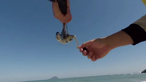 Beach fishing rods Vídeo Stock 82211575