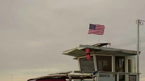 Beach Flag USA Stock Footage 73672183