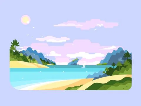 Beach flat design Stockillustratie