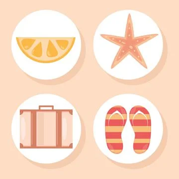 Beach flat icons Stock Illustration
