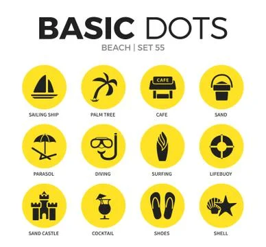 Beach flat icons vector set Illustrazione stock