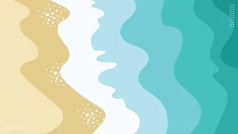 Beach Flat Illustration Banner Background with Abstract Waves and Sand Text.. Stock Illustration