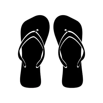 Beach flip flops black white flat isolated Stock Illustration
