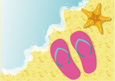 Beach with flip flops Stock Illustration
