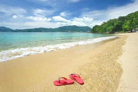 Beach flip-flops Stock Photos