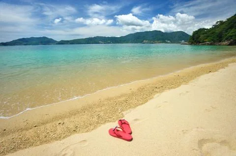 Beach flip-flops Stock Photos