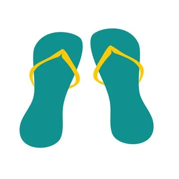 Beach flip flops. Slipper accessory. Summer clothing, beach, sea holidays. Fl Stock Illustration
