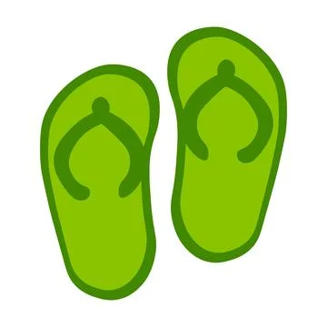 Beach Flip Flops Top View Careless Rubber Shoes Stock Illustration