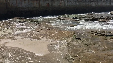 Beach Flowing Into Rocks At Ocean Beach, San Diego California IMG 6446 4 Stock Footage 101447732
