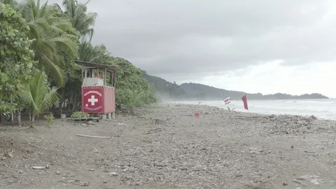 Beach flyover with coast guard in Costa Rica Stock Footage 120201963