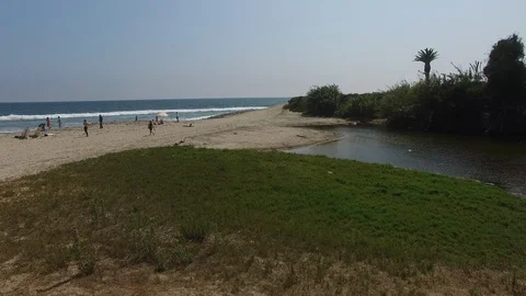 Beach Flyover - Drone view on a summer day Stock Footage 93914496