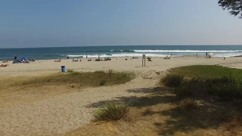 Beach Flyover - Drone view on a summer day Stock Footage 93915785