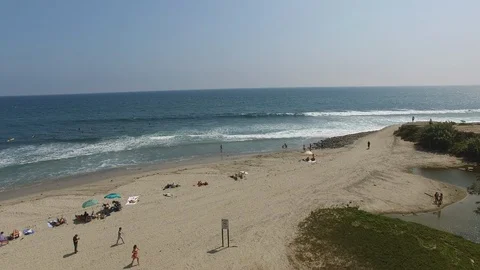 Beach Flyover - Drone view on a summer day Stock Footage 93916449
