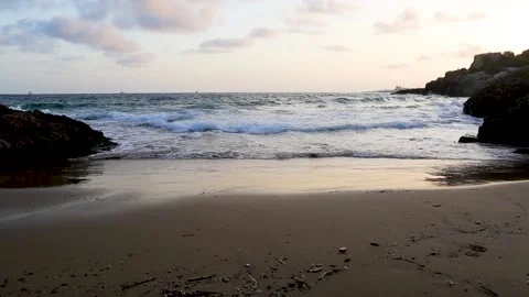 Beach with foam waves Stock Footage 153998487