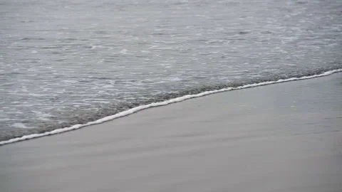 Beach, Foamy Ocean, Sea Waves Washing Sand. Stock Footage 261560919