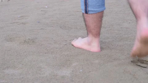 Beach footprints, close up Stock Footage 168392938