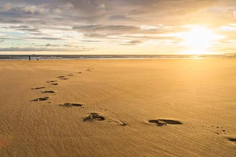 Beach footprints Stock Photos