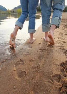 Beach footprints Stock Photos
