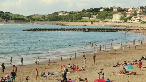 Beach frequented in summer Stock Footage 121223522