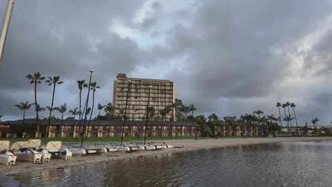 Beach front of hotel 스톡 동영상 279050035