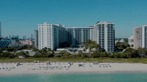 Beach front hotels in Miami Beach, Florida Stock Footage 175814974