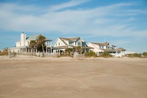 Beach front houses Stock Photos