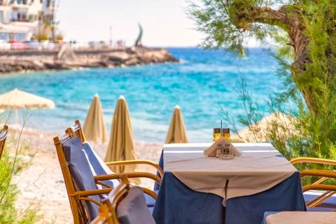 Beach front restaurant 스톡 사진