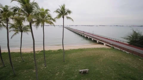 Beach Front view of Bedok Jetty, Singapore Stock Footage 275893111