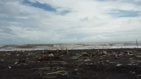 Beach full of Garbage and Litter and Polluted Video stock 234532070
