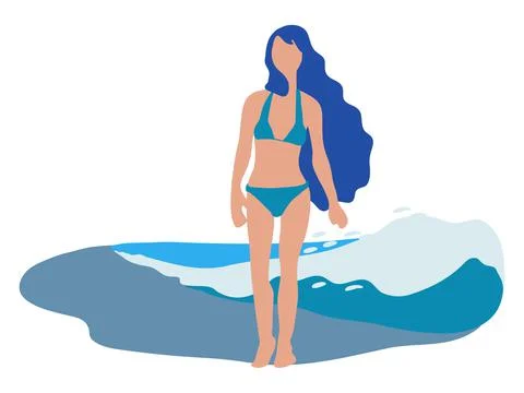 Beach girl posing Illustrazione stock