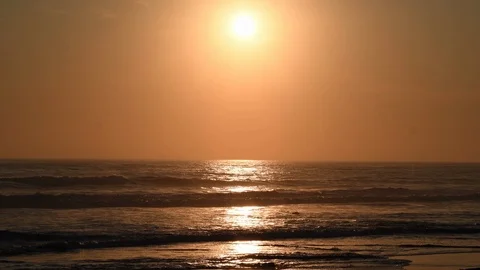 Beach at golden hour Stock Footage 90486683