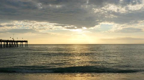 Beach at golden hour sunset, 4K Stock Footage 47946630