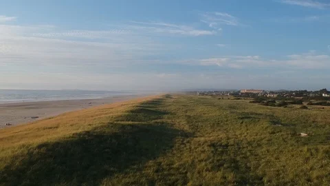 Beach Grass Flyover at Sunset Stock Footage 105325240