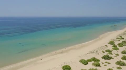 Beach in Greece is empty during the season due to restrictions caused by covid. Stock-Footage 148553616