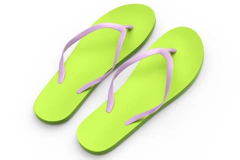 Beach green flip-flops or sandals isolated on white background. Stock Illustration