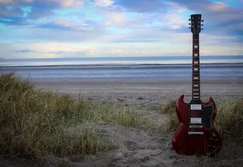 Beach Guitar Stock Photos