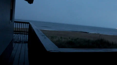 Beach Handrail In The Rain Stock-Footage 25425520