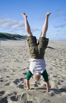 Beach Handstand Stock Photos
