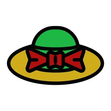 Beach hat Icon in Flat Outline Style. Isolated on White Background Stock Illustration