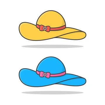 Beach Hat For Women Vector Icon Illustration. Female Summer Hat. Concept Of.. Stock Illustration