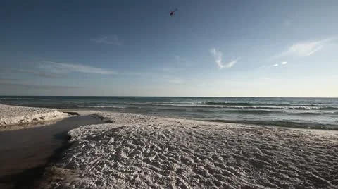 Beach Helicopter Tour Flying By Panama City Beach Stock Footage