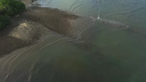 A beach with a hill in the background Stock Footage 328387624