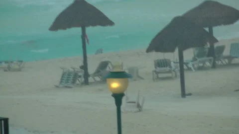 Beach hit by tropical storm Stock Footage 183083421